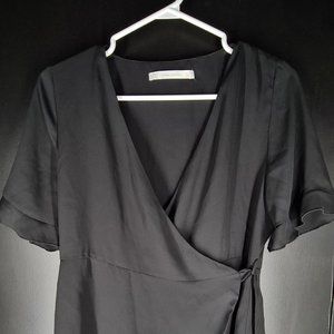 ZARA Trafaluc Collection Short Sleeve Black Tie Back blouse, M